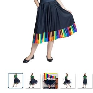 Rainbow Piano Print A-Line Skirt